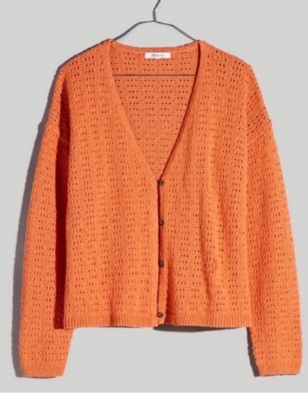 Madewell XSmall Sweater Open-Stitch Cardigan Sweater Classic Coral / Orange NWT